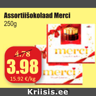 Allahindlus - Assortišokolaad Merci 250 g