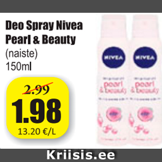 Allahindlus - Deo Spray Nivea Pearl & Beauty