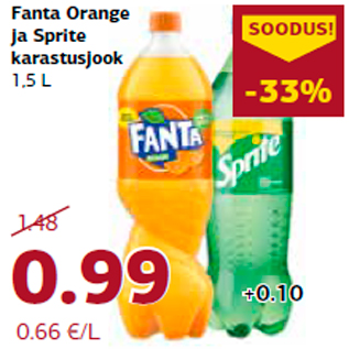 Allahindlus - Fanta Orange ja Sprite karastusjook 1,5 L