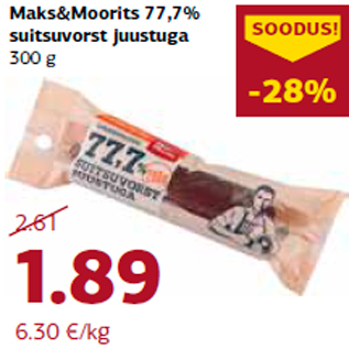 Allahindlus - Maks&Moorits 77,7% suitsuvorst juustuga 300 g