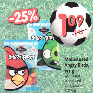 Allahindlus - Maiustused Angry Birds, 155 g . punased . rohelised