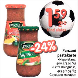 Allahindlus - Panzani pastakaste . Napoletana, 400 g .Extra Bolognese, 425g