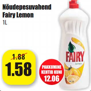 Allahindlus - Nõudepesuvahend Fairy Lemon 1L