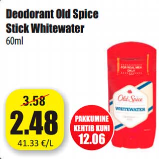 Allahindlus - Deodorant Old Spice Stick Whitewater 60ml