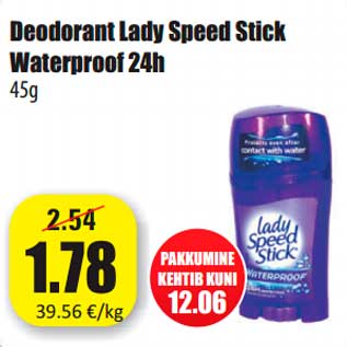 Allahindlus - Deodorant Lady Speed Stick Waterproof 24h 45g