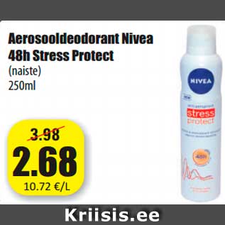 Allahindlus - Aerosooldeodorant Nivea 48h Stress Protect