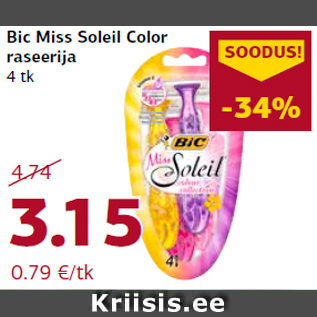 Allahindlus - Bic Miss Soleil Color raseerija 4 tk