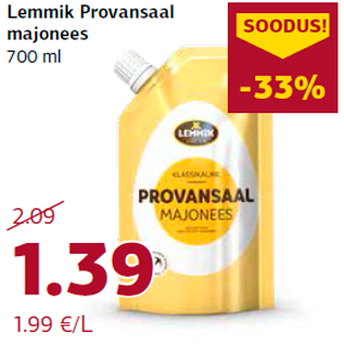 Allahindlus - Lemmik Provansaal majonees 700 ml