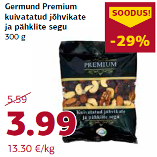 Allahindlus - Germund Premium kuivatatud jõhvikate ja pähklite segu 300 g