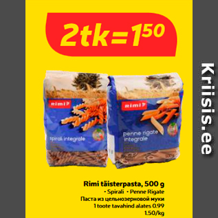 Allahindlus - Rimi täisterpasta, 500 g