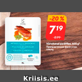 Allahindlus - Vürtsitatud pardifilee, 600 g*