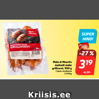 Allahindlus - Maks & Moorits maitselt mahe grillvorst, 900 g