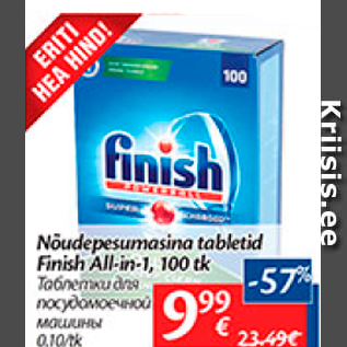 Allahindlus - Nõudepesumasina tabletid Finish All-in-1, 100 tk