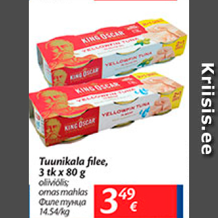 Allahindlus - Tuunikala filee, 3 tk x 80 g