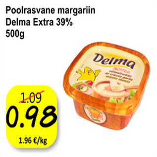 Allahindlus - Poolrasvane margariin Delma Extra