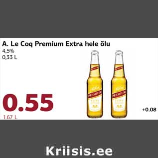 Allahindlus - A. Le Coq Premium Extra hele õlu