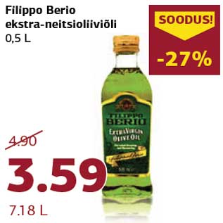 Allahindlus - Filippo Berio ekstra-neitsioliiviõli