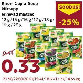 Allahindlus - Knorr Cup a Soup kiirsupp