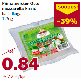 Allahindlus - Piimameister Otto mozzarella kirsid