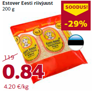 Allahindlus - Estover Eesti riivjuust 200 g