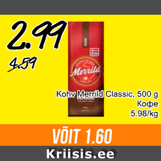 Allahindlus - Kohv Merrild Classic, 500 g