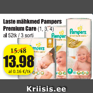 Allahindlus - Laste mähkmed Pampers Premium Care