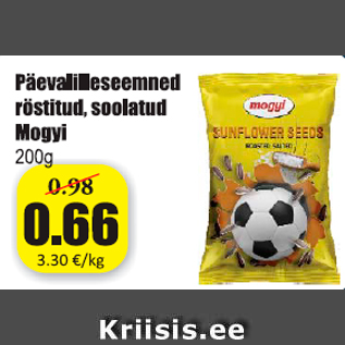 Allahindlus - Päevalilleseemned röstitud, soolatud Mogyi 200 g