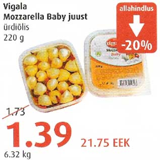 Allahindlus - Vigala Mozzarella Baby juust