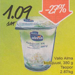 Allahindlus - Valio Alma kodujuust 380 g