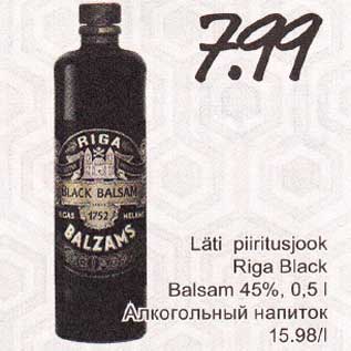 Allahindlus - Läti piiritusjook Riga Black Balsam 45%, 0,5 l