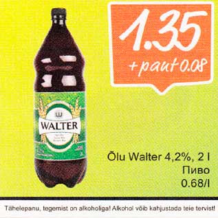 Allahindlus - Õlu Walter 4,2%,2l