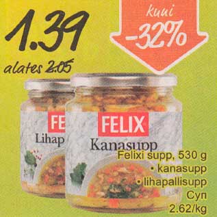 Allahindlus - Felixi Supp, 530 g .kanasupp .lihapallisupp