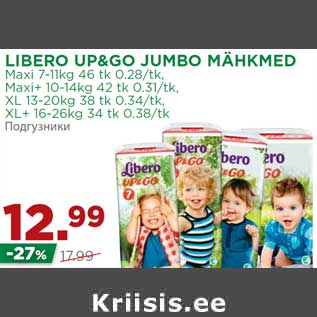 Allahindlus - LIBERO UP&GO JUMBO MÄHKMED