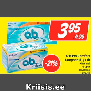 Allahindlus - O.B Pro Comfort tampoonid, 32 tk