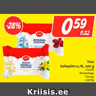 Allahindlus - Tere kohupiim 0,1%, 200 g