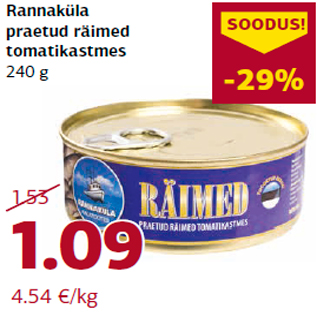 Allahindlus - Rannaküla praetud räimed tomatikastmes 240 g