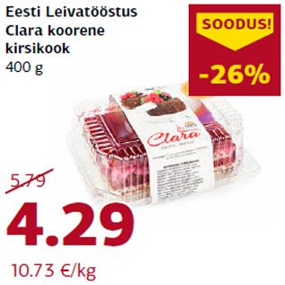 Allahindlus - Eesti Leivatööstus Clara koorene kirsikook 400 g