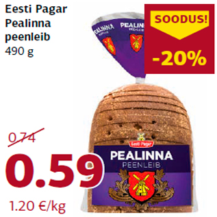 Allahindlus - Eesti Pagar Pealinna peenleib 490 g