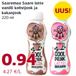 Allahindlus - Saaremaa Saare latte vanilli kohvijook ja kakaojook 220 ml