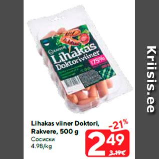 Allahindlus - Lihakas viiner Doktori, Rakvere, 500 g