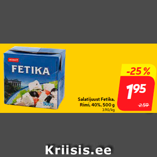 Allahindlus - Salatijuust Fetika, Rimi, 40%, 500 g