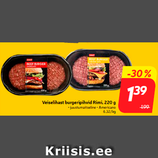 Allahindlus - Veiselihast burgeripihvid Rimi, 220 g