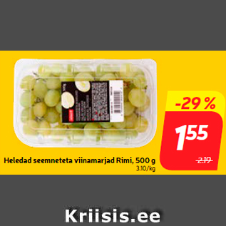 Allahindlus - Heledad seemneteta viinamarjad Rimi, 500 g