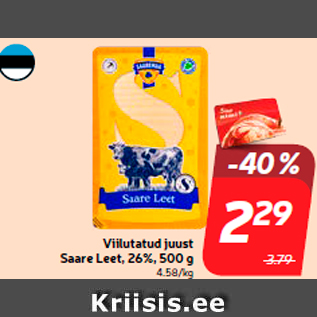 Allahindlus - Viilutatud juust Saare Leet, 26%, 500 g