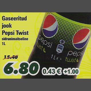 Allahindlus - Gaseeritud jook Pepsi Twist sidrunimaitseline