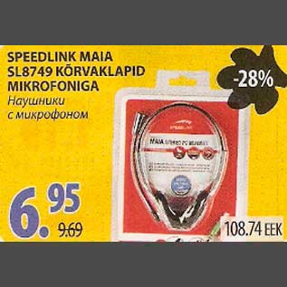 Allahindlus - Speedlink Maia SL8749 kõrvaklapid mikrofoniga