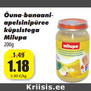 Allahindlus - Õuna-banaani- apelsinipüree küpsistega Milupa 200g