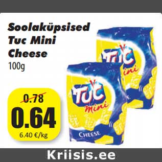 Allahindlus - Soolaküpsised Tuc Mini Cheese 100g