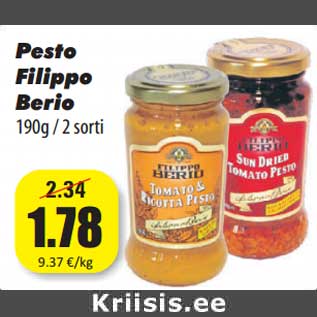 Allahindlus - Pesto Filippo Berio 190g / 2 sorti