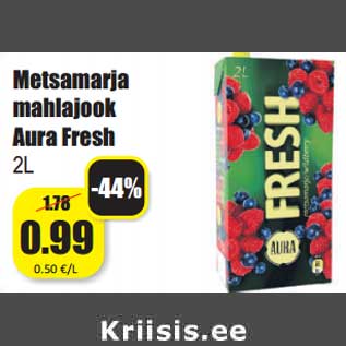 Allahindlus - Metsamarja mahlajook Aura Fresh 2L